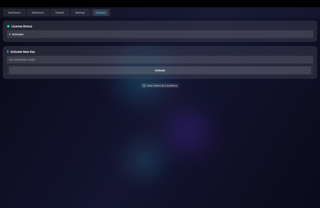 FrameBoost License Activation panel